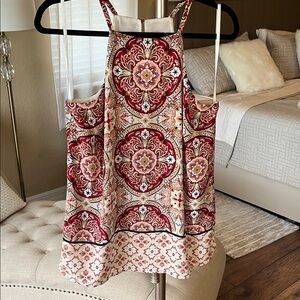 INC International Concepts Red and White Patterned Top